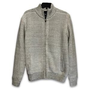 Xray Cardigan Sweater Long Sleeves Mock Neck Ribbed Full Zip Closure Gray L NWOT
